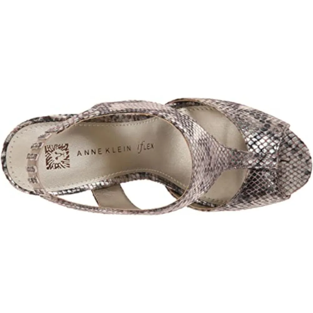 Ovido Brown Bright Fabric Anne Klein Sandals