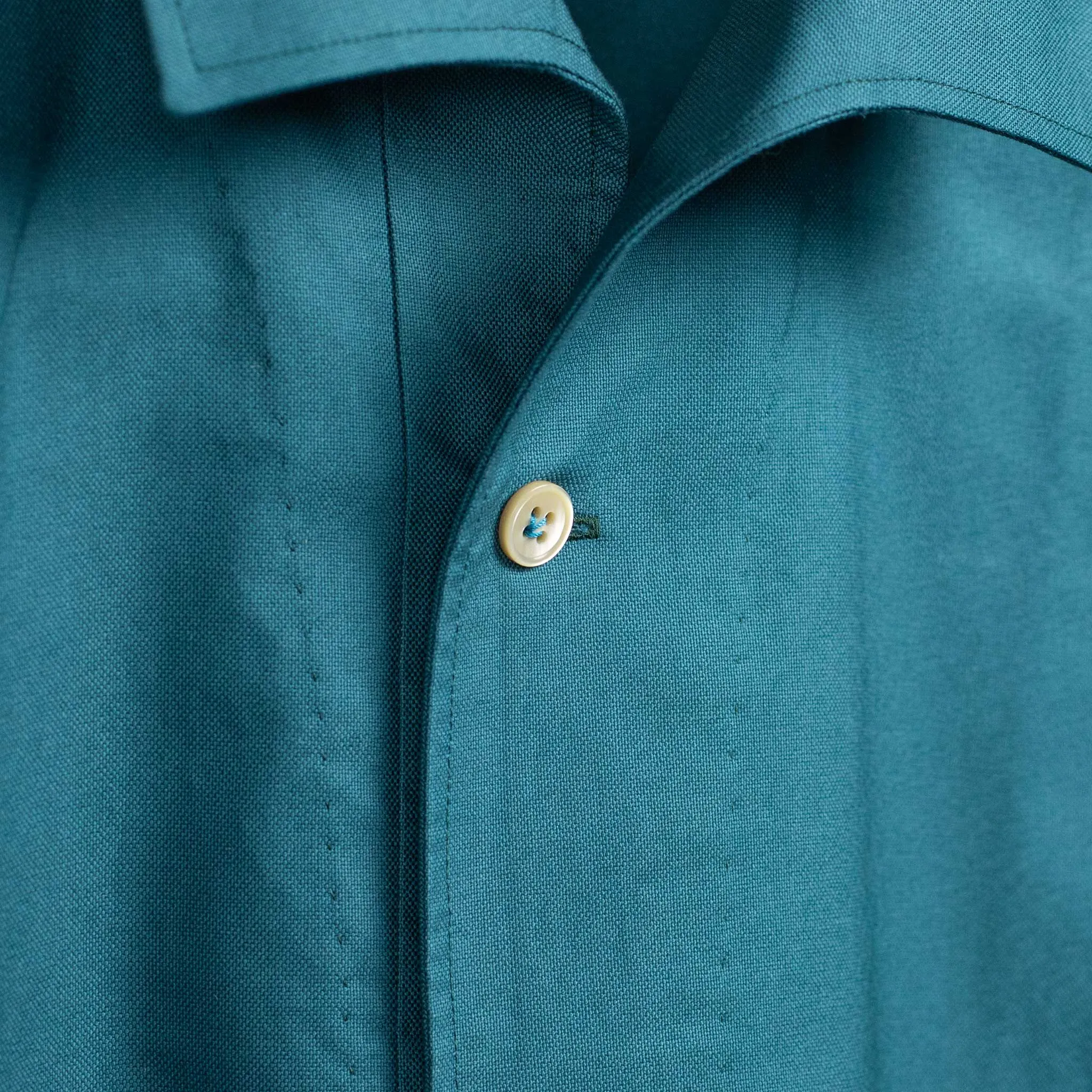 Oxford popover shirt in dark teal cotton