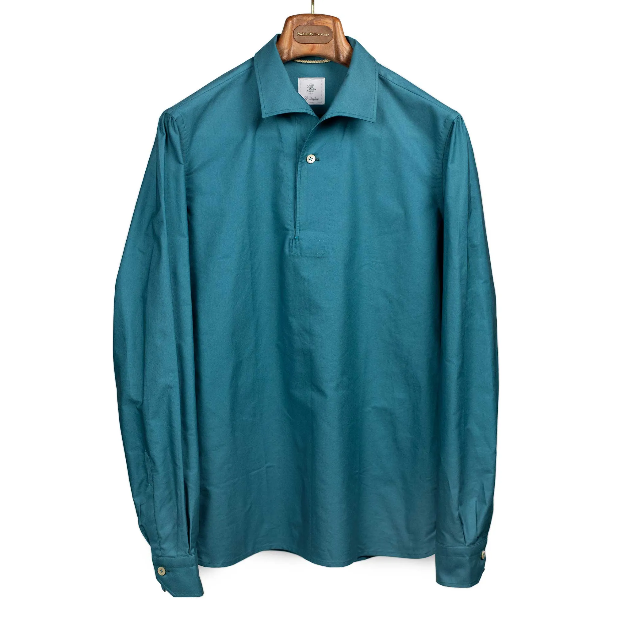 Oxford popover shirt in dark teal cotton