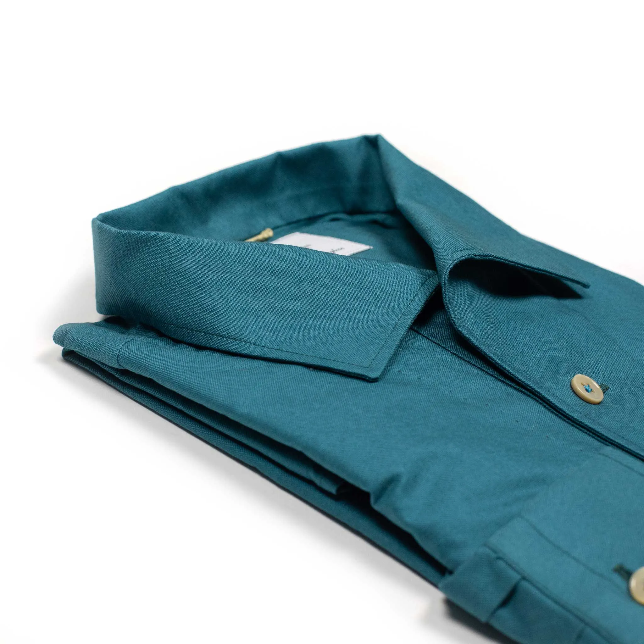 Oxford popover shirt in dark teal cotton