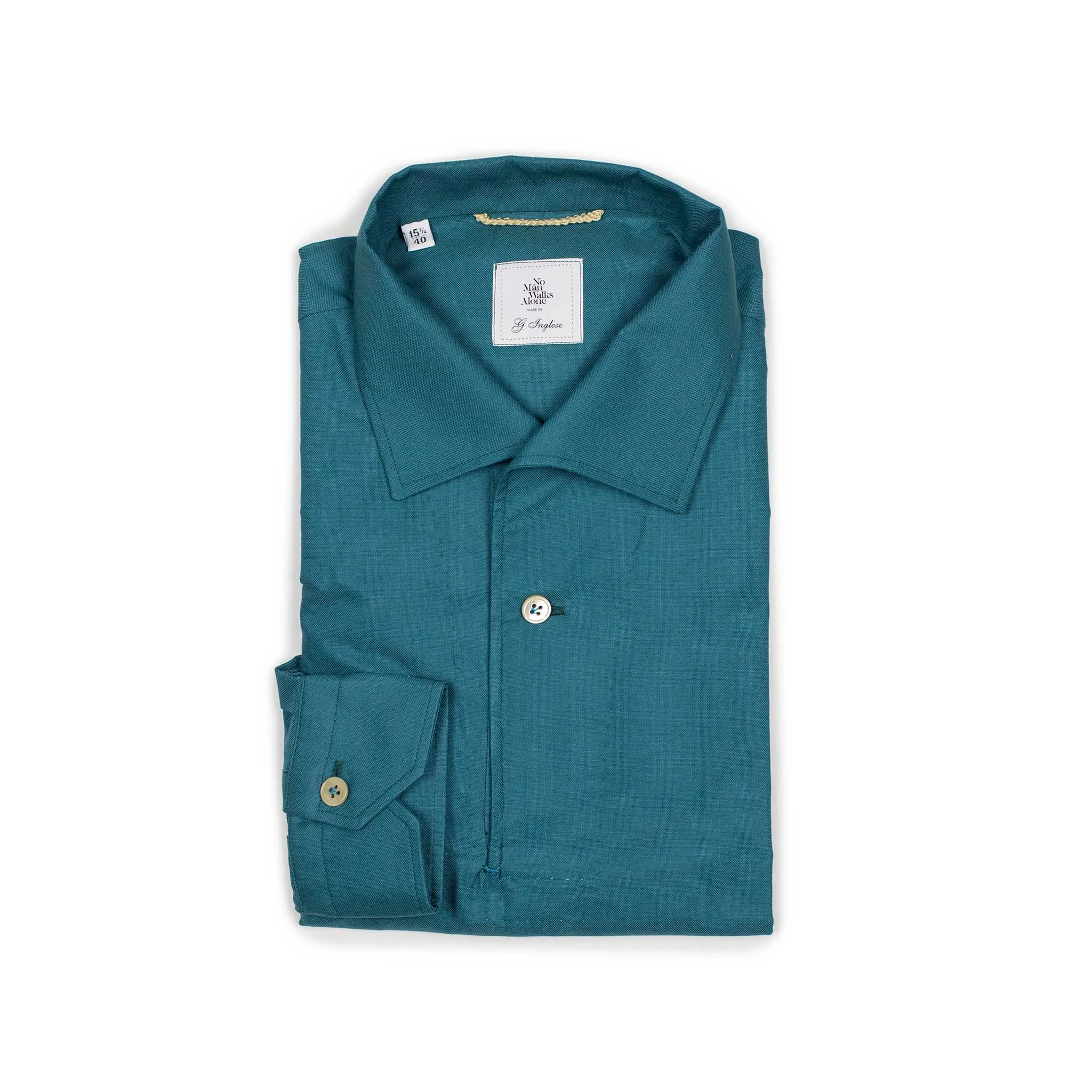 Oxford popover shirt in dark teal cotton