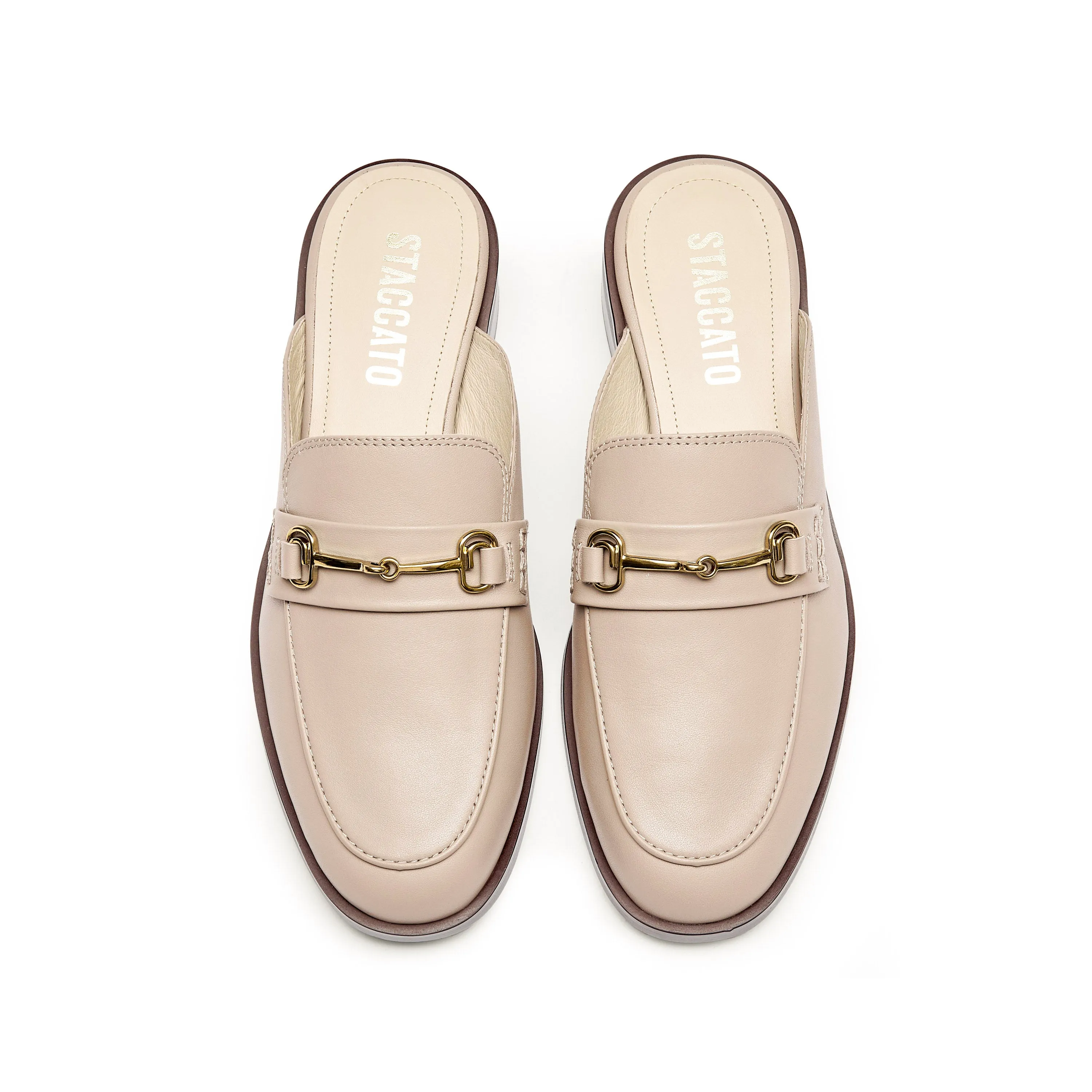 Taupe Classic Horsebit Loafer Mules