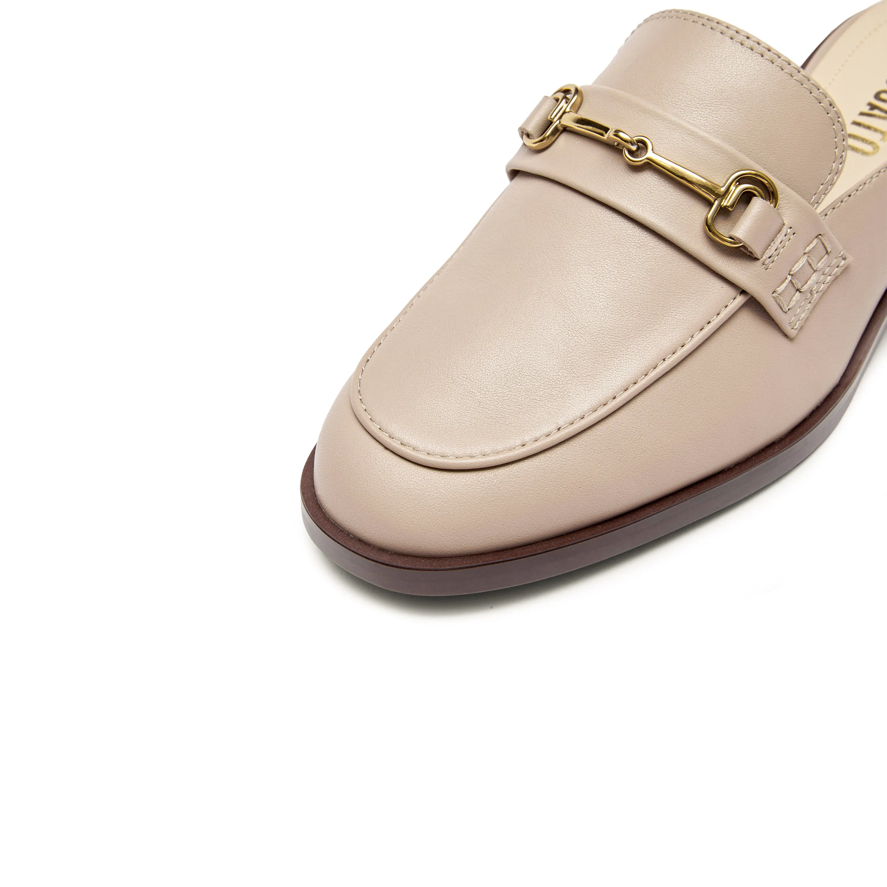 Taupe Classic Horsebit Loafer Mules
