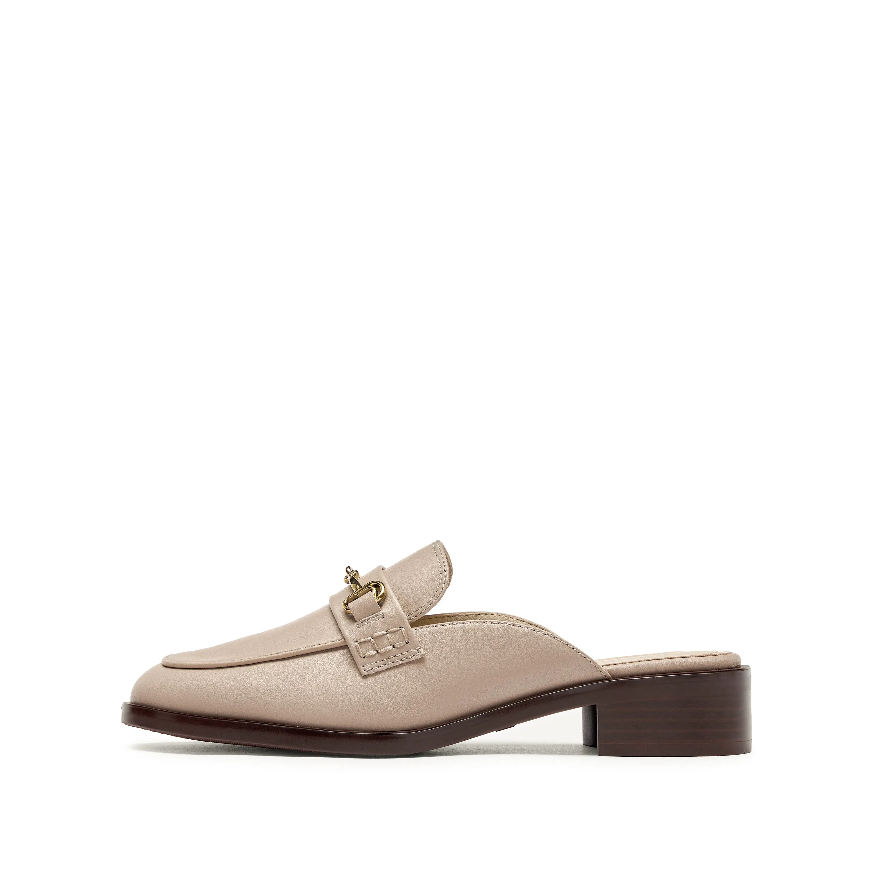 Taupe Classic Horsebit Loafer Mules