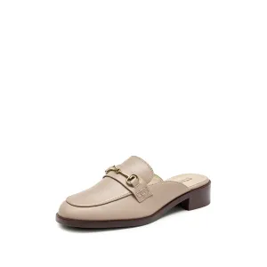 Taupe Classic Horsebit Loafer Mules