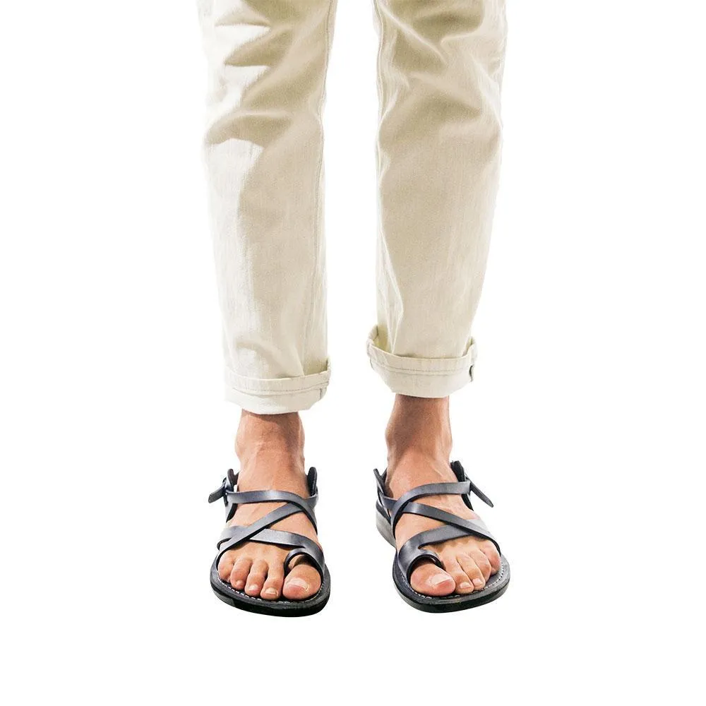The Good Shepherd Buckle - Leather Toe Loop Sandal | Grey