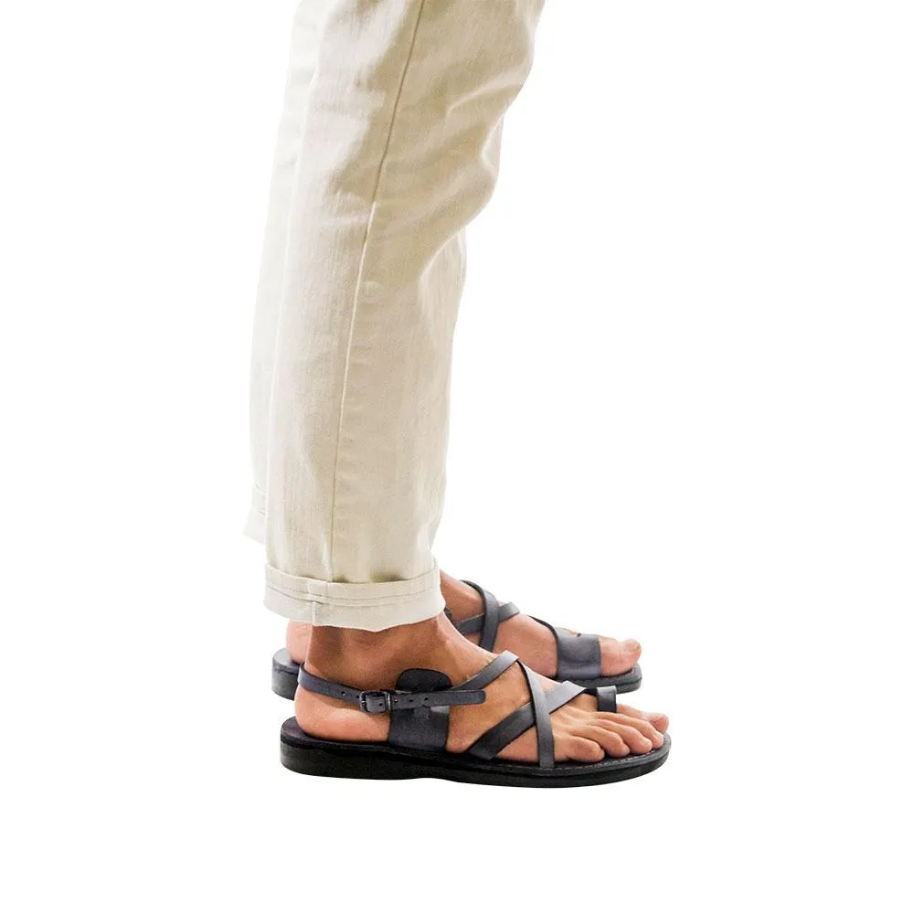 The Good Shepherd Buckle - Leather Toe Loop Sandal | Grey