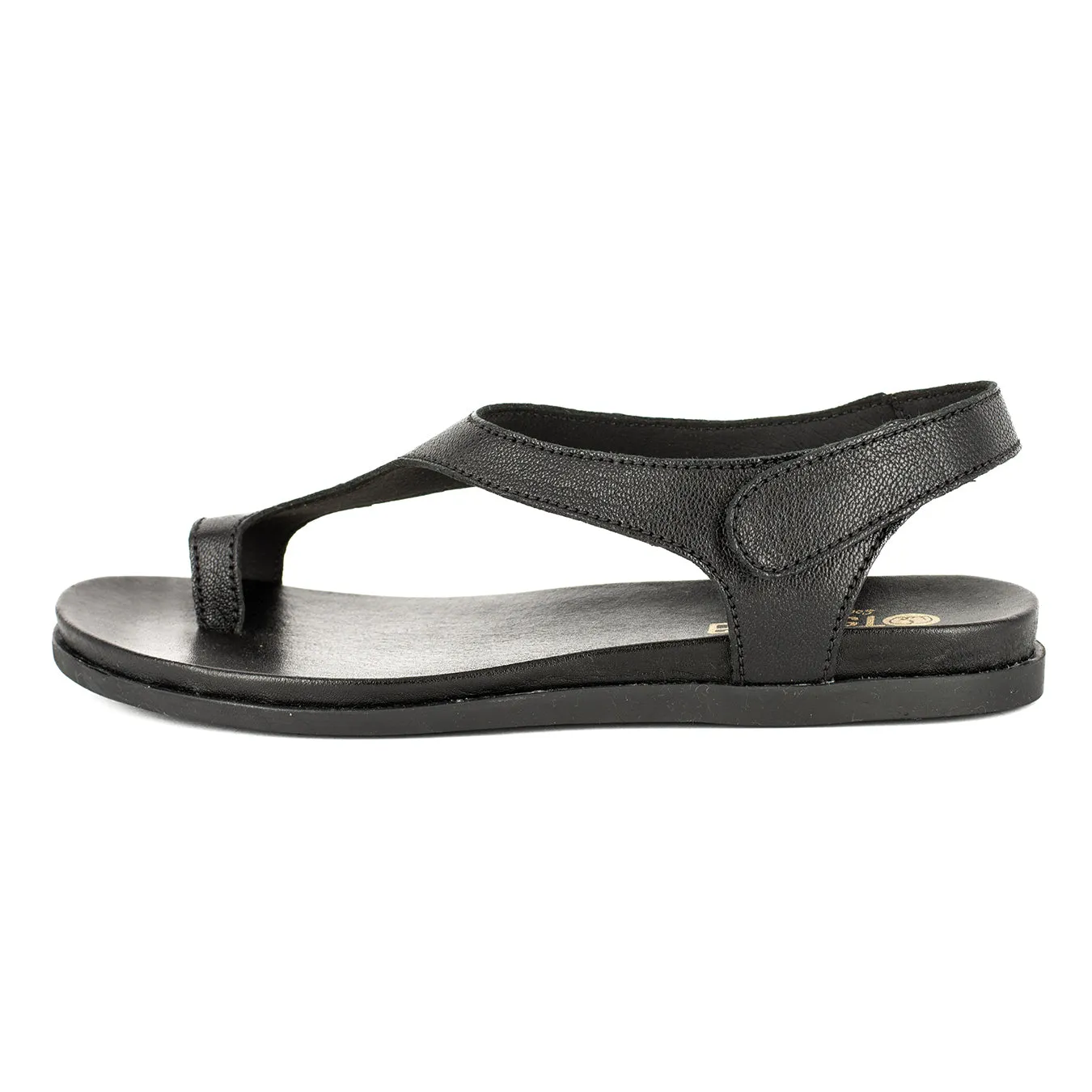 Ukumosa : Ladies Leather Sandal in Black Cayak