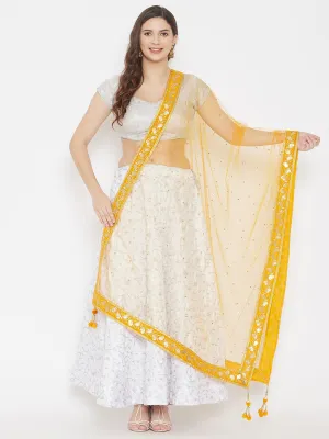 Women Mustard Gotta Patti Net Dupatta
